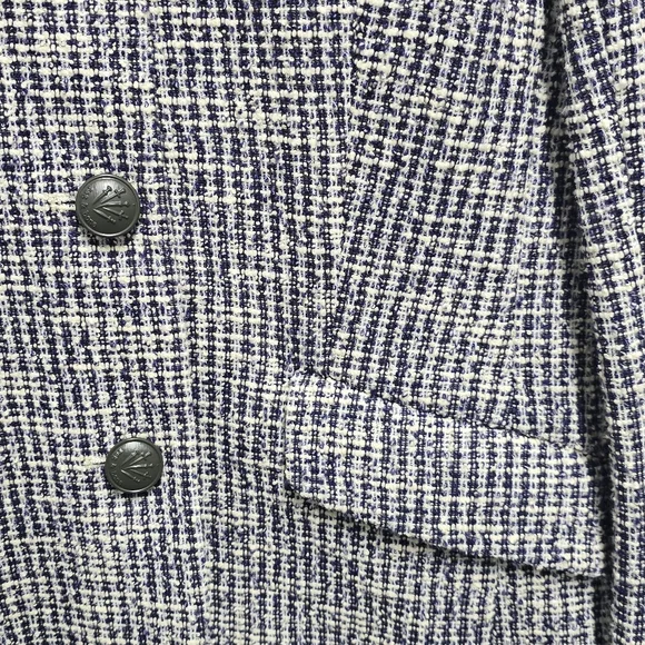 rag & bone Navy Cream Tweed Blazer Jacket | Textured Cotton Blend | Size 6 - Picture 8 of 11